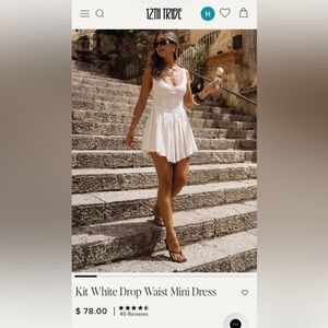 12th Tribe Kit White Drop Waist Mini Dress - White